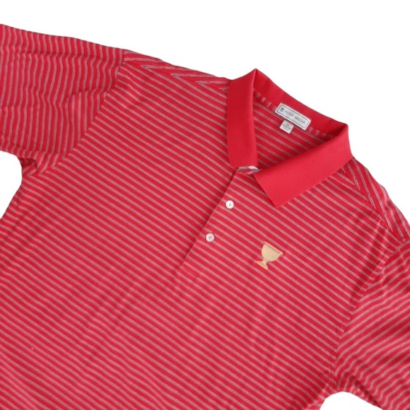 Peter Millar Other - Peter Millar Gold Trophy Polo Shirt mens Size XL red striped embroidered flag
